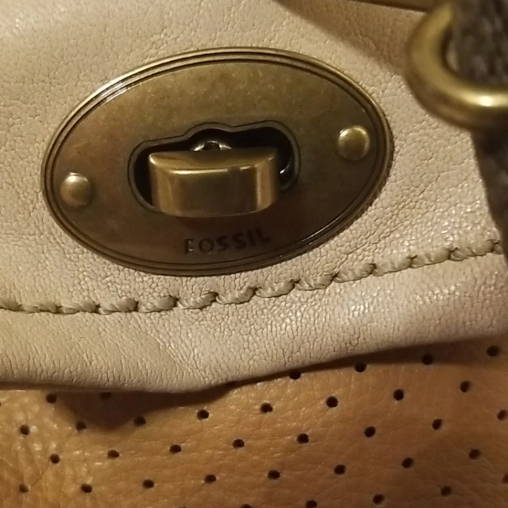 RARE Fossil Mason Satchel Bag Rare Genuine Leather Perforated Speedy Y2K Purse